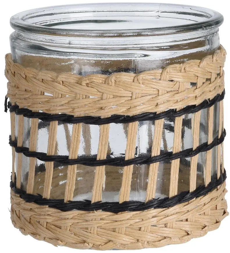 Svietnik s lanom, sklenená rúčka, 10x10cm