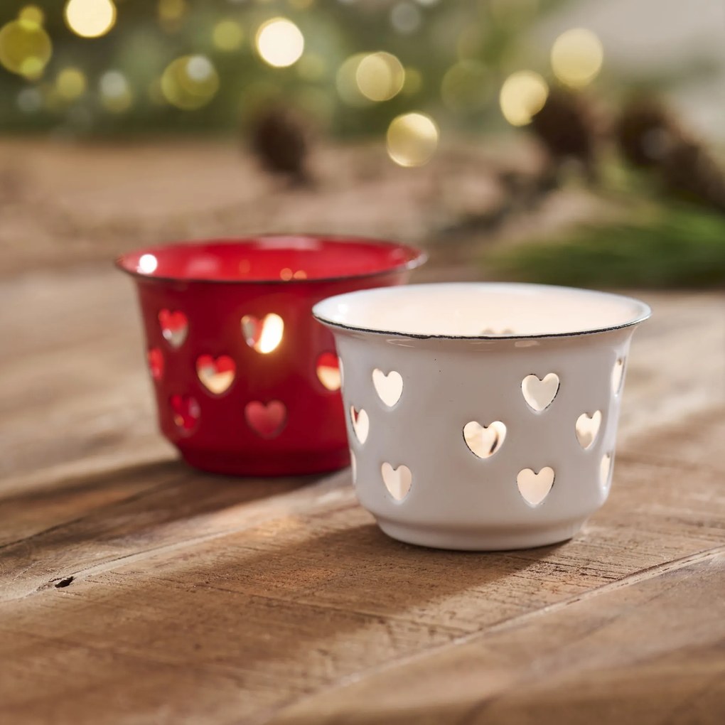 Ib Laursen Smaltovaný svietniček Hearts White