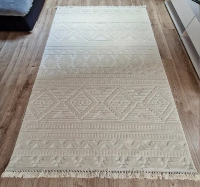 HU Krémovo, béžový moderný koberec TWIST CREAM 23929A Rozmer: 80x150 cm