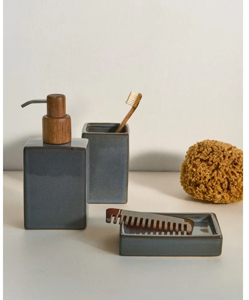 Tmavomodrý keramický kelímok na zubné kefky Silvet – Kave Home