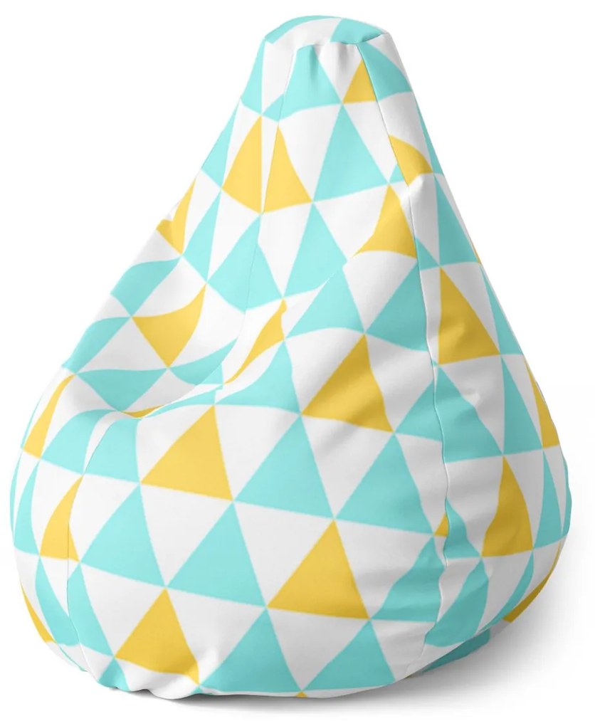 Sablio Sedací vak Pear Dvojfarebné trojuholníky - 70 x 95 x 15 cm