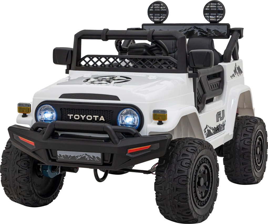 Ramiz Toyota FJ Cruiser pre deti biela + diaľkové ovládanie + pohon 4x4 + LED audio + EVA + pomalý štart