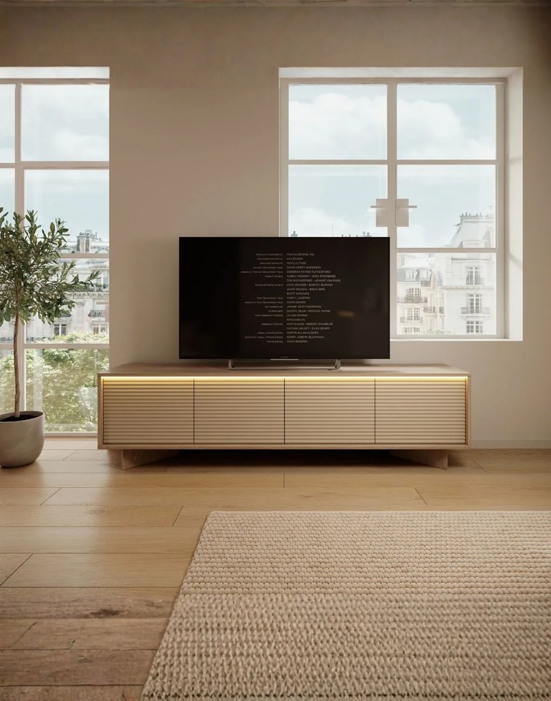 Široká TV skrinka Semi E 204 cm 4D LED cappuccino bolivar prírodný
