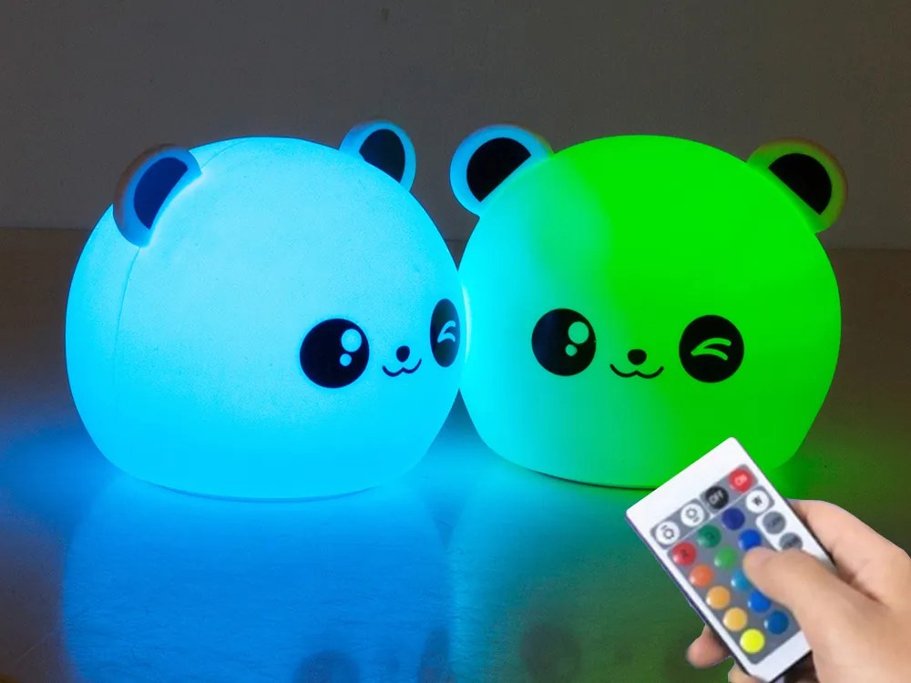 Verk 24079 Nočná RGB lampička dotyková panda USB 1200mAh s diaľkovým ovládaním