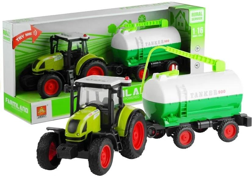 LEAN TOYS Traktor s cysternou 37.5 cm - zelený