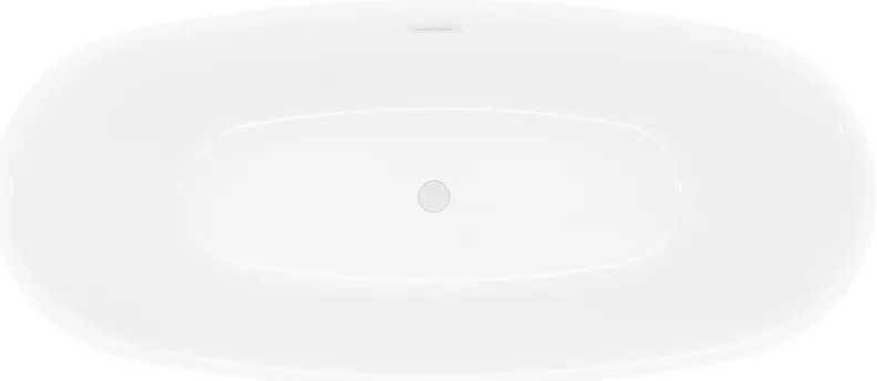 Mexen Luvo Slim, voľne stojaca vaňa 170 × 75 cm, biela lesklá, biely prepad, 52801707500-20