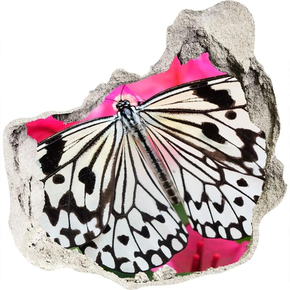 Diera 3D fototapety nálepka Motýľ na kvetine WallHole-75x75-piask-111962748