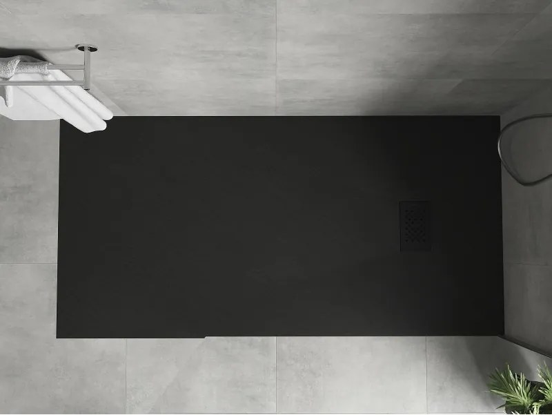 Mexen Hugo, obdĺžniková sprchová vanička SMC 180 x 80 cm, čierna, čierna krytka, 42708018-B