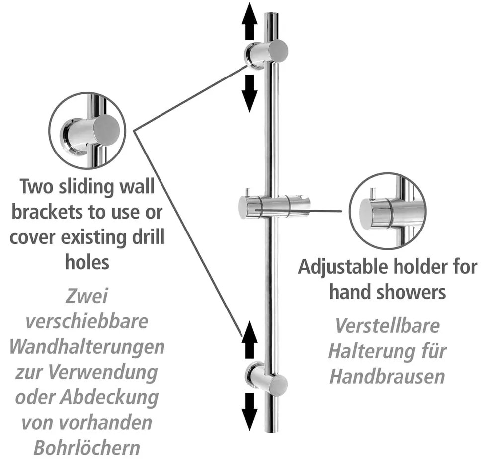 Samodržiaca sprchová tyč z nerezovej ocele v lesklej striebornej farbe 70 cm – Wenko