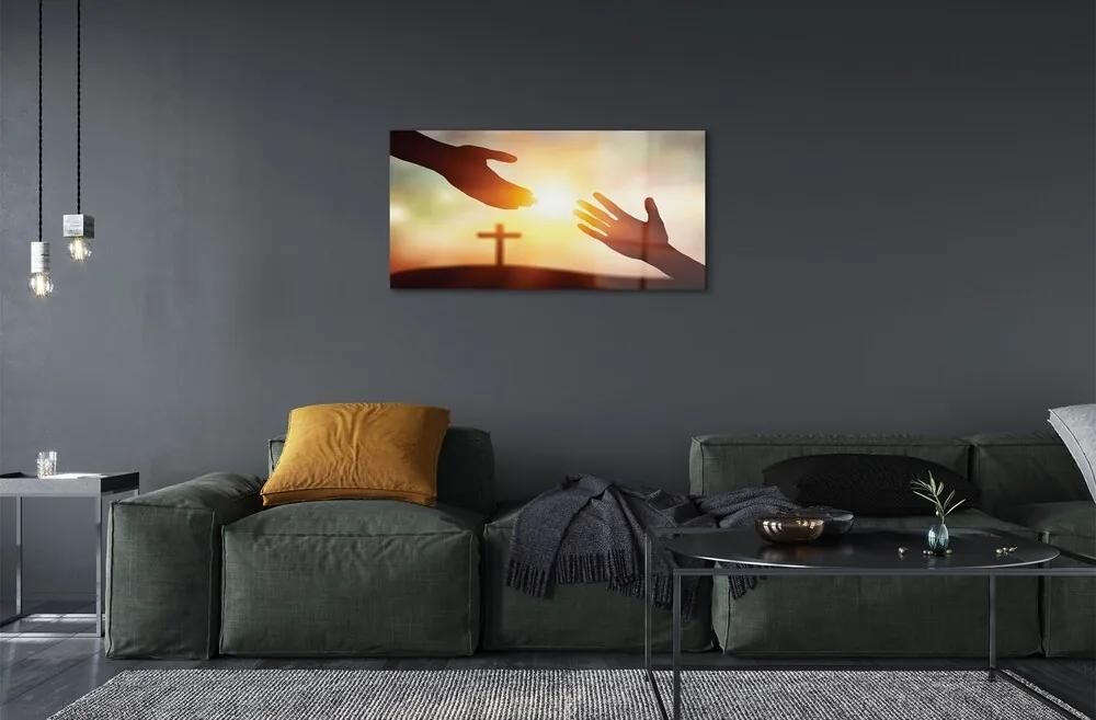 Sklenený obraz cross hands 125x50 cm