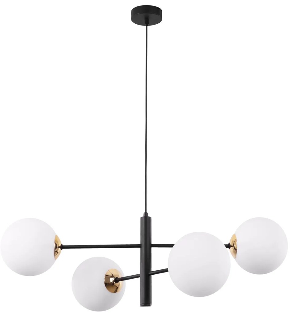 Závesne svietidlo Florence, 4x biele sklenené tienidlo, B/G