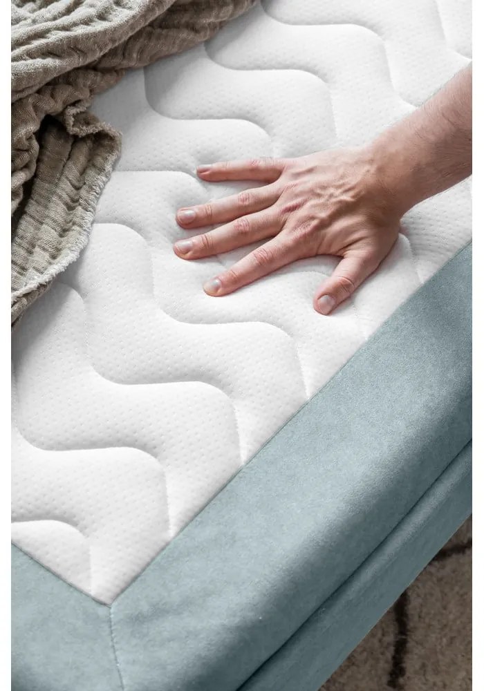 Svetlomodrá zamatová rozkladacia pohovka 225 cm Charming Charlie – Miuform