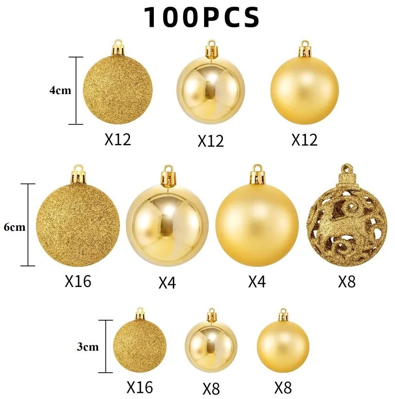 Biele vianočné ozdoby na stromček 100ks