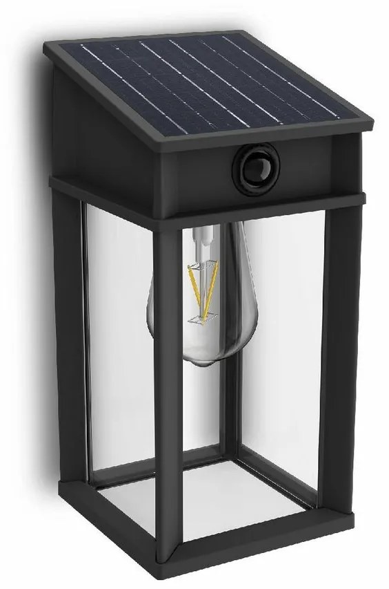 Solárne svietidlo Philips Geri UltraEfficient LEDso senzorom antracitová, 3,2 W, 500 lm, 4000 K