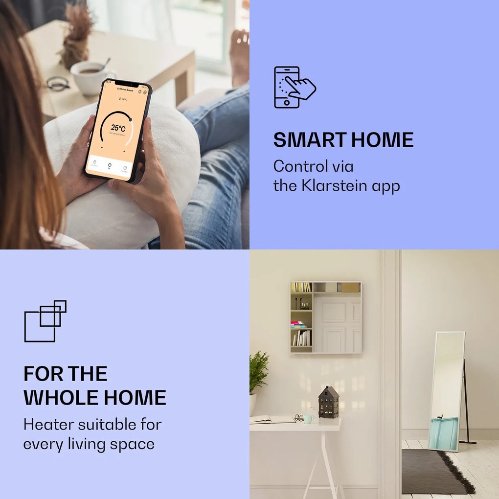 Klarstein La Palma 900 smart, infračervený ohrievač, 40 x 160 cm, 900 W, zrkadlový stojan