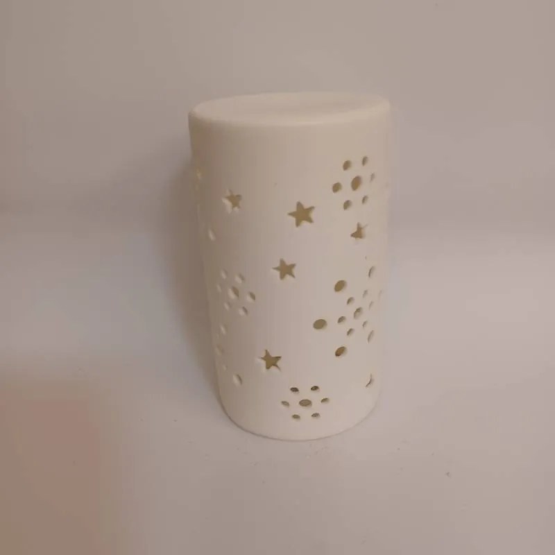 DECOLED Keramický svietnik, 7,5 x 12,5 cm, teplá biela