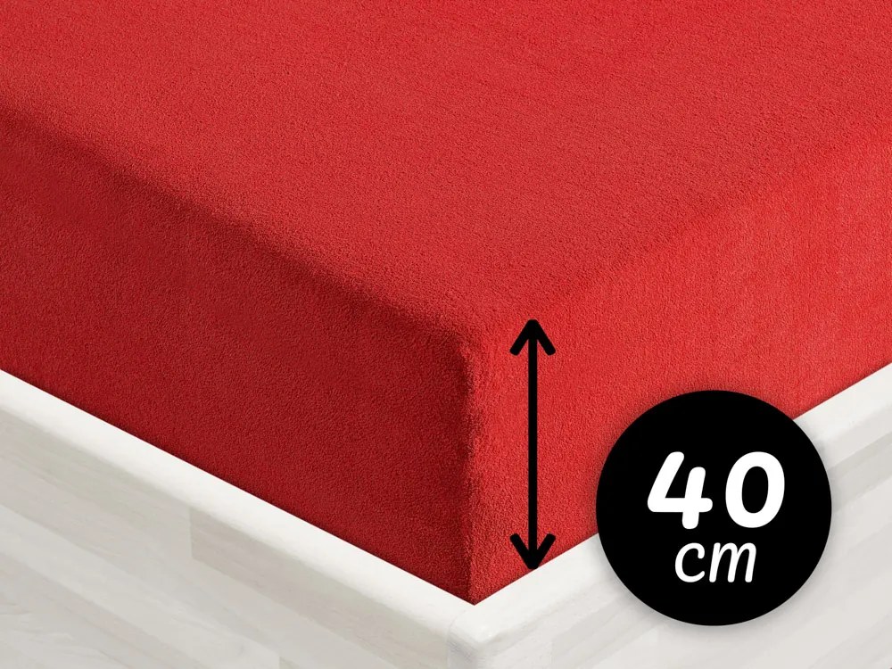 Froté napínacie prestieradlo na extra vysoký matrac FR-007 Sýto červené 90 x 220 - výška 40 cm