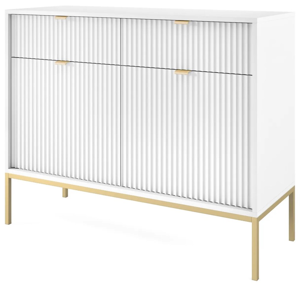 Komoda Nova 104 cm so zásuvkami biela/zlatá