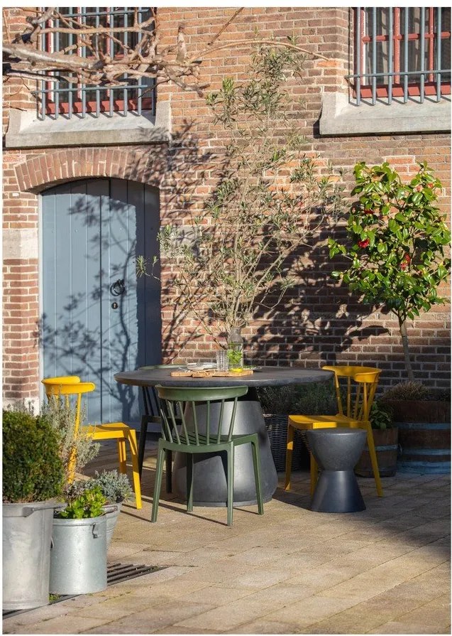 Antracitovosivá stolička vhodná aj do exteriéru WOOOD Dover, ø 35 cm