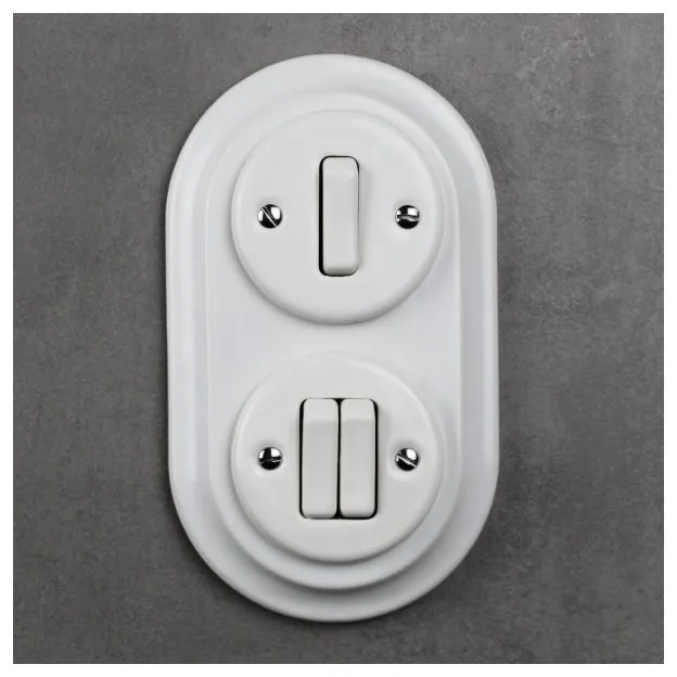 Elhard Veľký okrúhly keramický dvojitý rámček, biely KV3002W