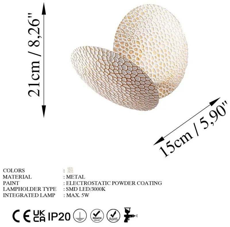 LED nástenné svietidlo v bielej a zlatej farbe ø 21 cm Yosma – Opviq lights