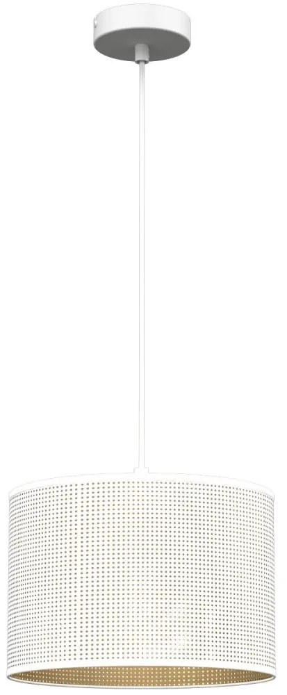 Luster na lanku LOFT SHADE 1xE27/60W/230V pr. 25 cm biela/zlatá