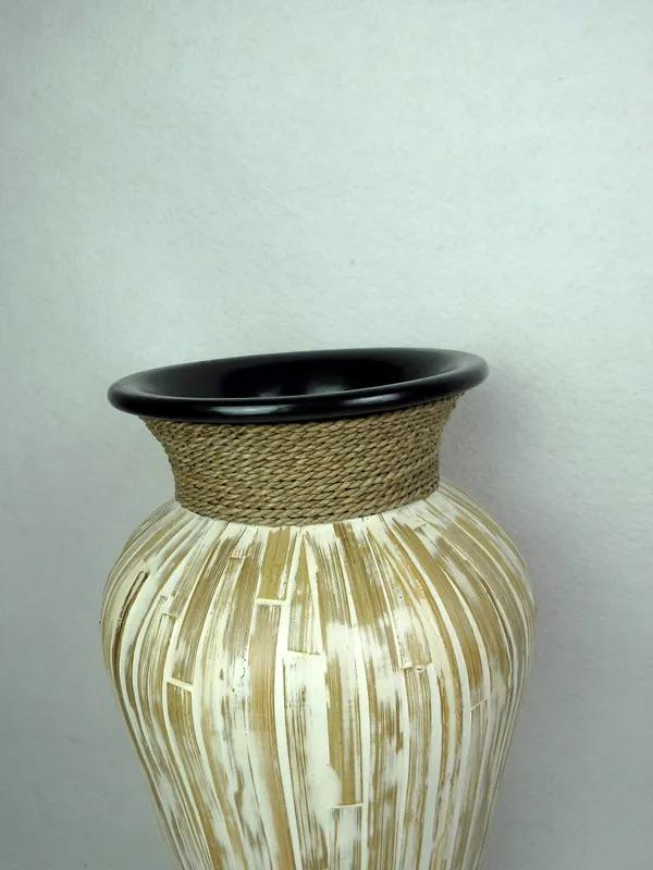 Váza BAMBOO I - natural hnedá,keramika, Indonézia, 60 cm, ručná práca