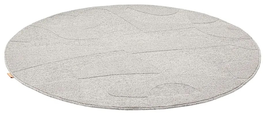Svetlosivý vlnený okrúhly koberec ø 200 cm Morphic Botanica – Agnella