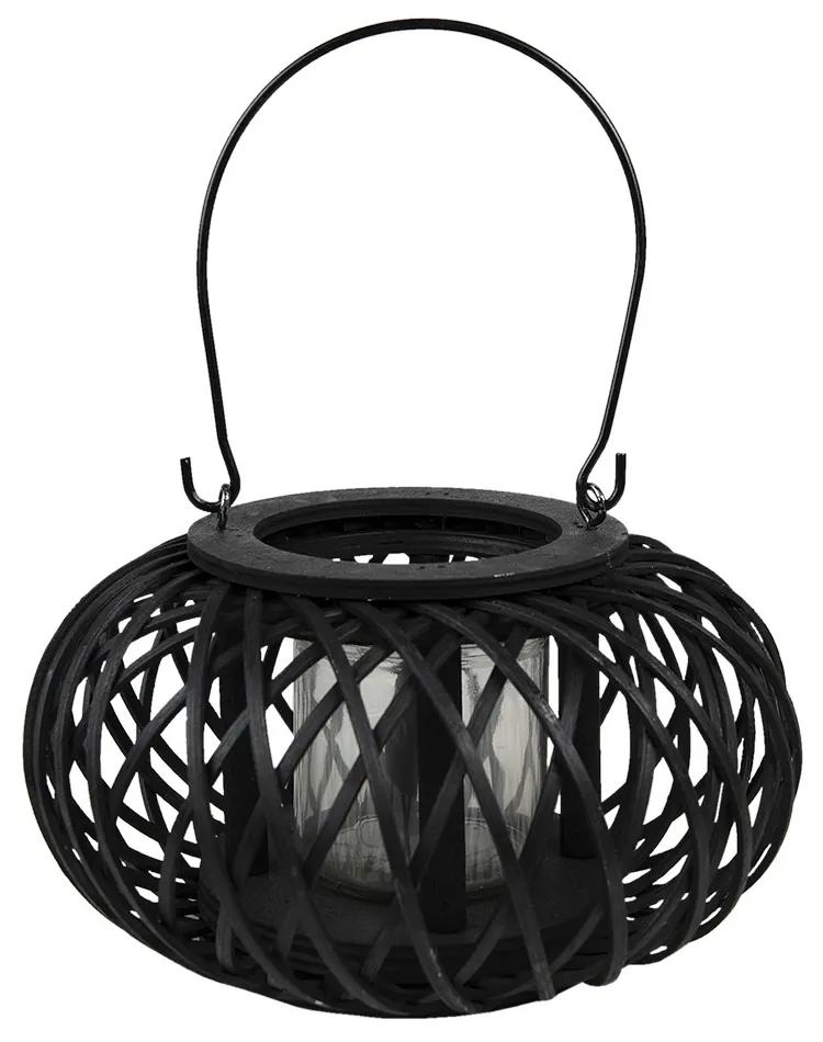 Čierny drevený závesný lampáš Bamboo - Ø 23*12 cm