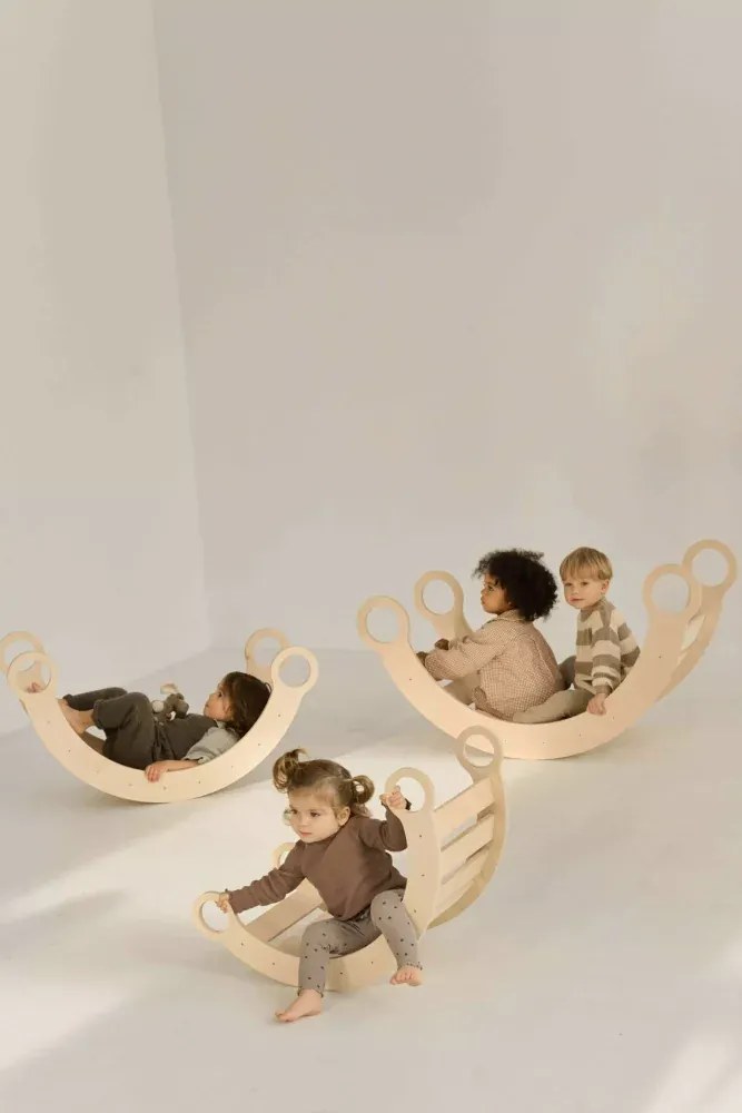 Montessori drevená hojdačka prírodná S Šedá