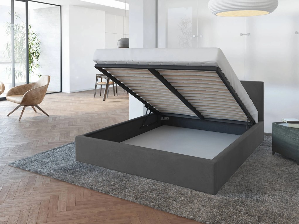 GM Čalúnená manželská posteľ s úložným priestorom Ingrit - grafit Rozmer: 140x200