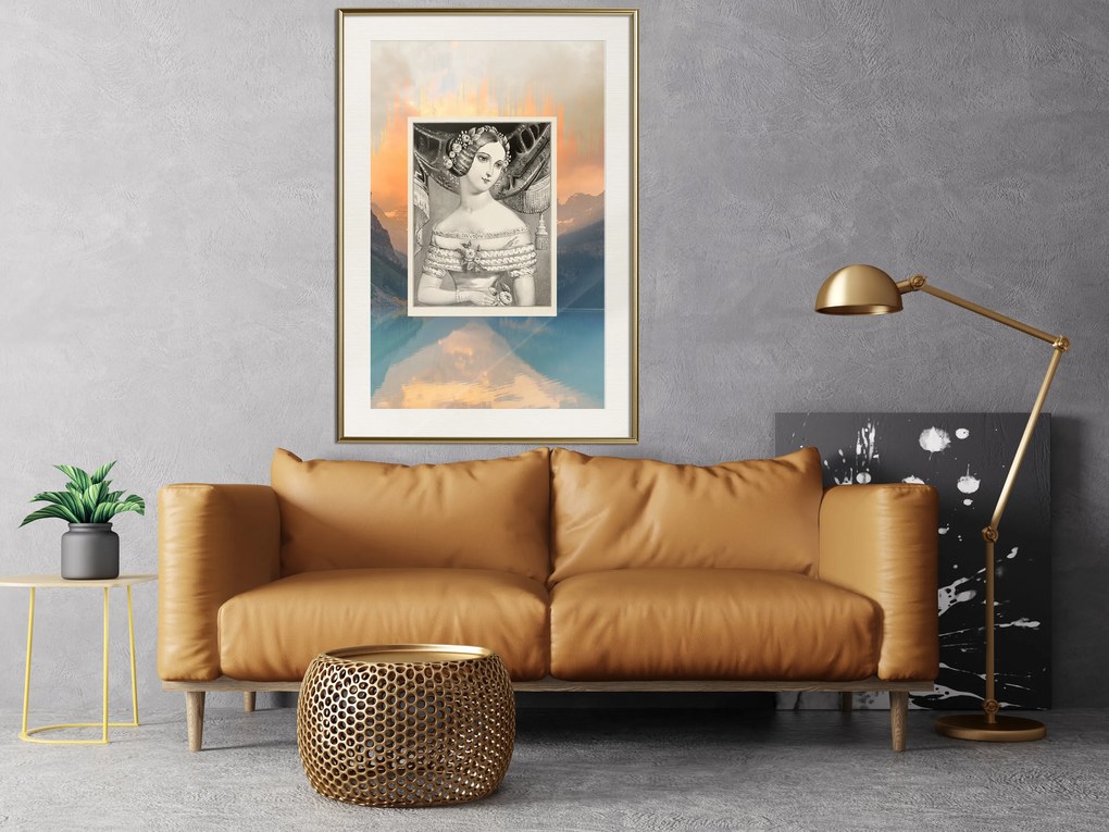 Artgeist Plagát - Retro Portrait [Poster] Veľkosť: 20x30, Verzia: Zlatý rám s passe-partout