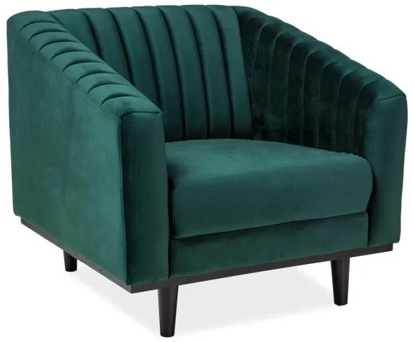 Kreslo Asprey Velvet, zelená / čierna