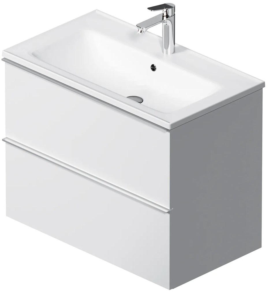 Skrinka s umývadlom 80 AM.PM Hit MTAFHX0802WG závesná, 2 zásuvky, lesklá biela