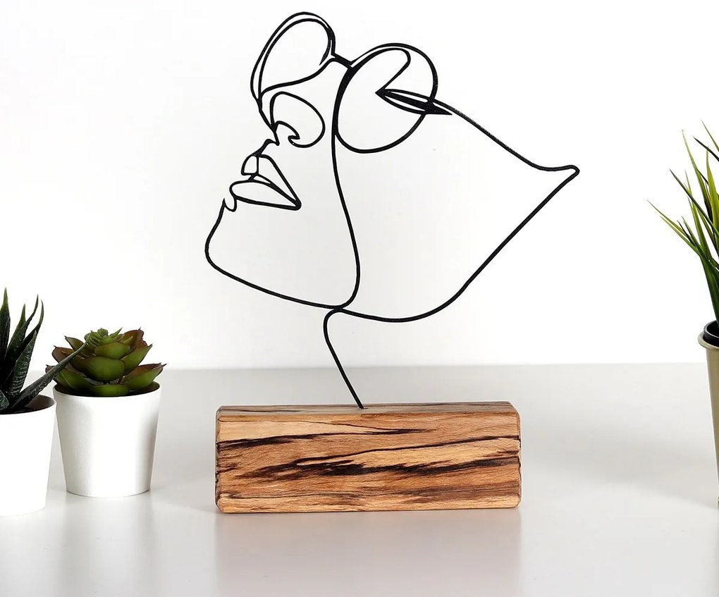 Kovová dekorácia Dievča 31 cm čierna