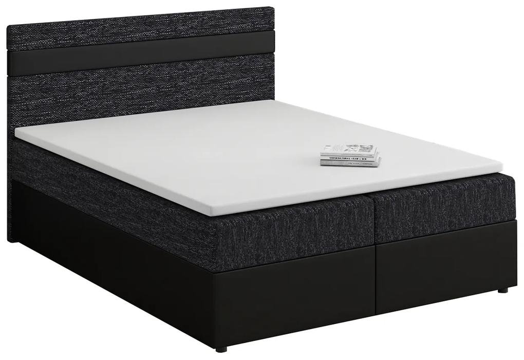 Kontinentálna posteľ 160x200 cm Mimosa Comfort melirovaná čierna + čierna) (s roštom a matracom). Vlastná spoľahlivá doprava až k Vám domov. 1056236