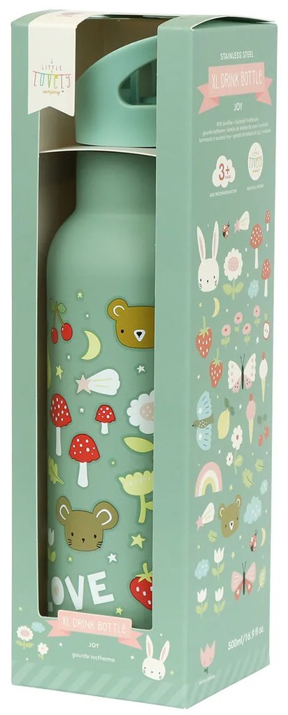 A Little Lovely Company - antikorová fľaša na pitie, 500 ml - radosť