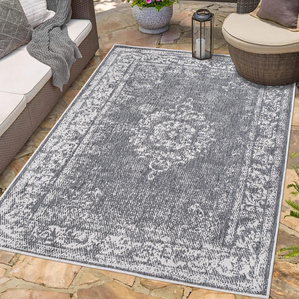 Dekorstudio Obojstranný koberec na terasu DuoRug 5577 - sivý Rozmer koberca: 200x290cm