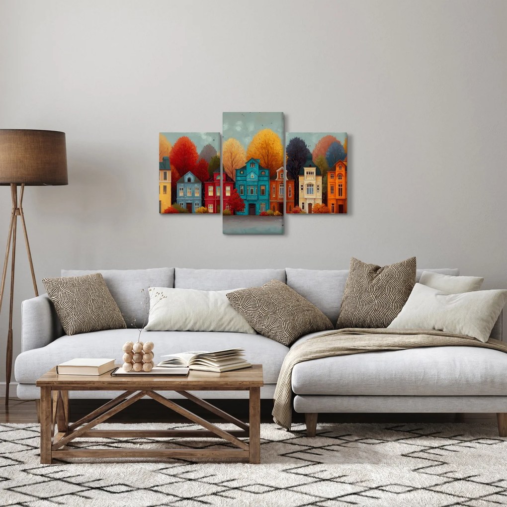Obraz - Maľované jesenné mesto (90x60 cm)