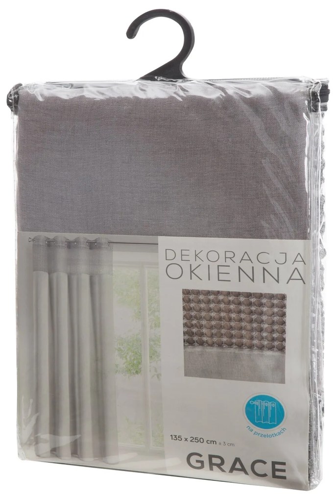 ZÁCLONA NA KRÚŽKOCH GRACE 140X250 CM STRIEBORNÁ