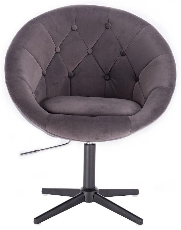 LuxuryForm DESIGN Kreslo VERA VELUR na čiernom kríži - tmavosivé