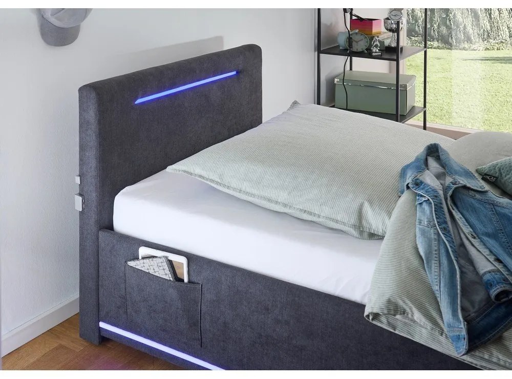 Tmavosivá čalúnená detská posteľ bez roštu 90x200 cm Circle – Meise Möbel