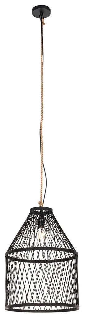Rustikálne vonkajšie závesné svietidlo čierny ratan 40x55 cm - Calamus