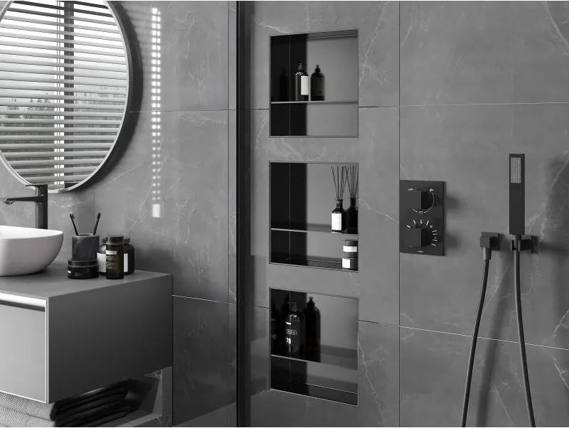 Mexen X-Wall-NR, polica na zapustenie bez príruby 30 x 30 cm, grafitová matná - 19E1303010S