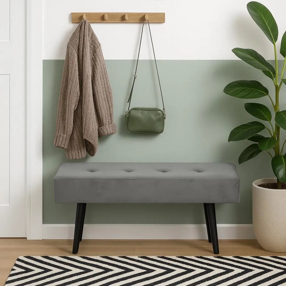 Čalúnená lavica AVENBERG VELVET sivá