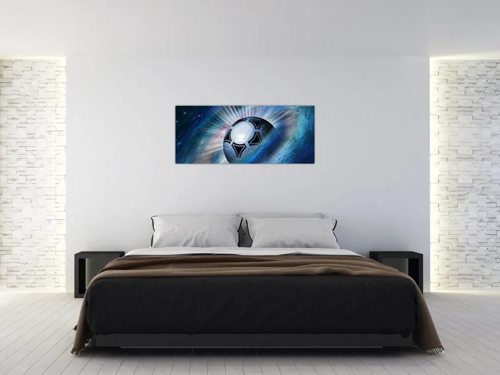 Obraz - Futbalová lopta vo vesmíre (120x50 cm)