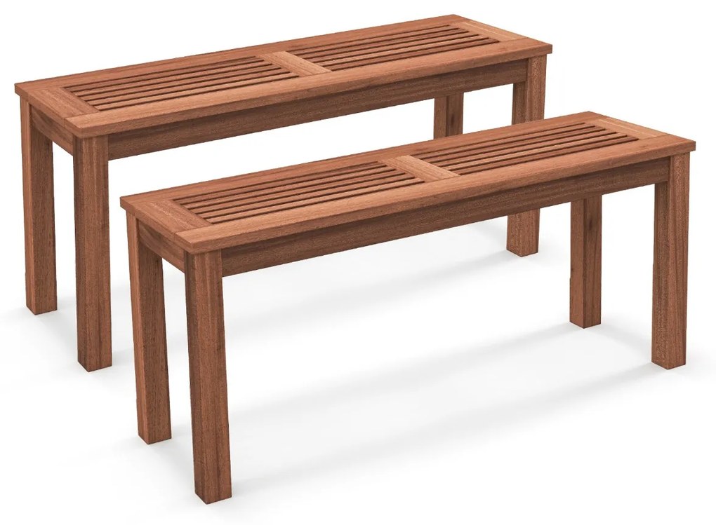 Záhradná lavica odolná voči poveternostným vplyvom 2-miestna lavica bez operadla drevená lavica do 150 kg 100 x 30,5 x 47 cm 2 kusy