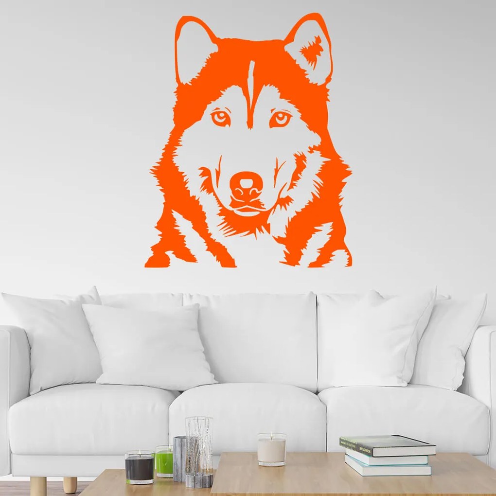 Veselá Stena Samolepka Husky Farba: růžová, Veľkosť: 60 x 49 cm
