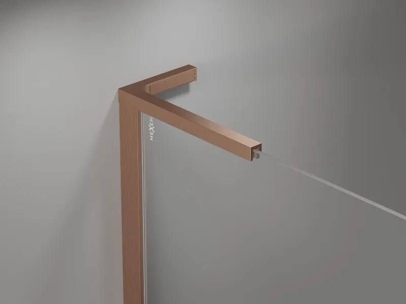 Mexen Mist-H L Duo, 2-krídlový sprchový kút 80 x 105 cm, číre sklo, medený matný profil, 8A5L-080L-105P-65-00