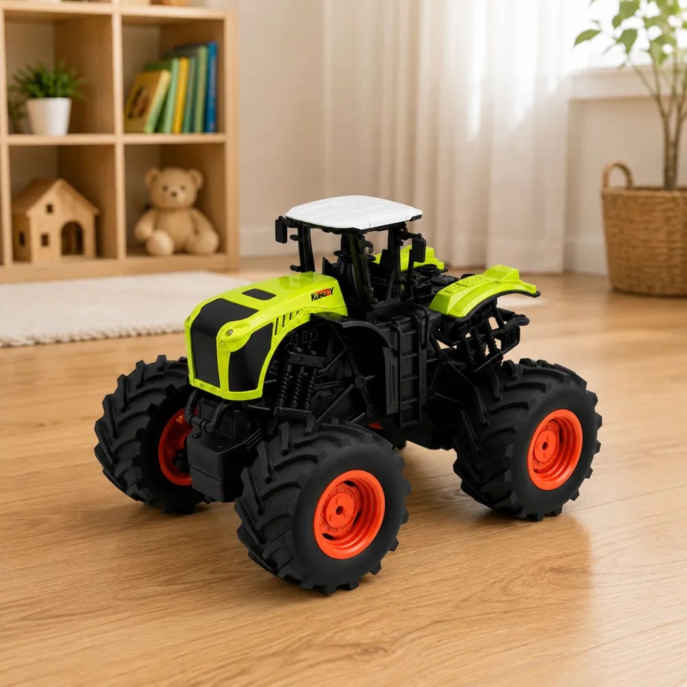 LEAN Toys Vysoký poľnohospodársky traktor s diaľkovým ovládaním RC, zelený, svetlá a zvuky, mierka 1:16
